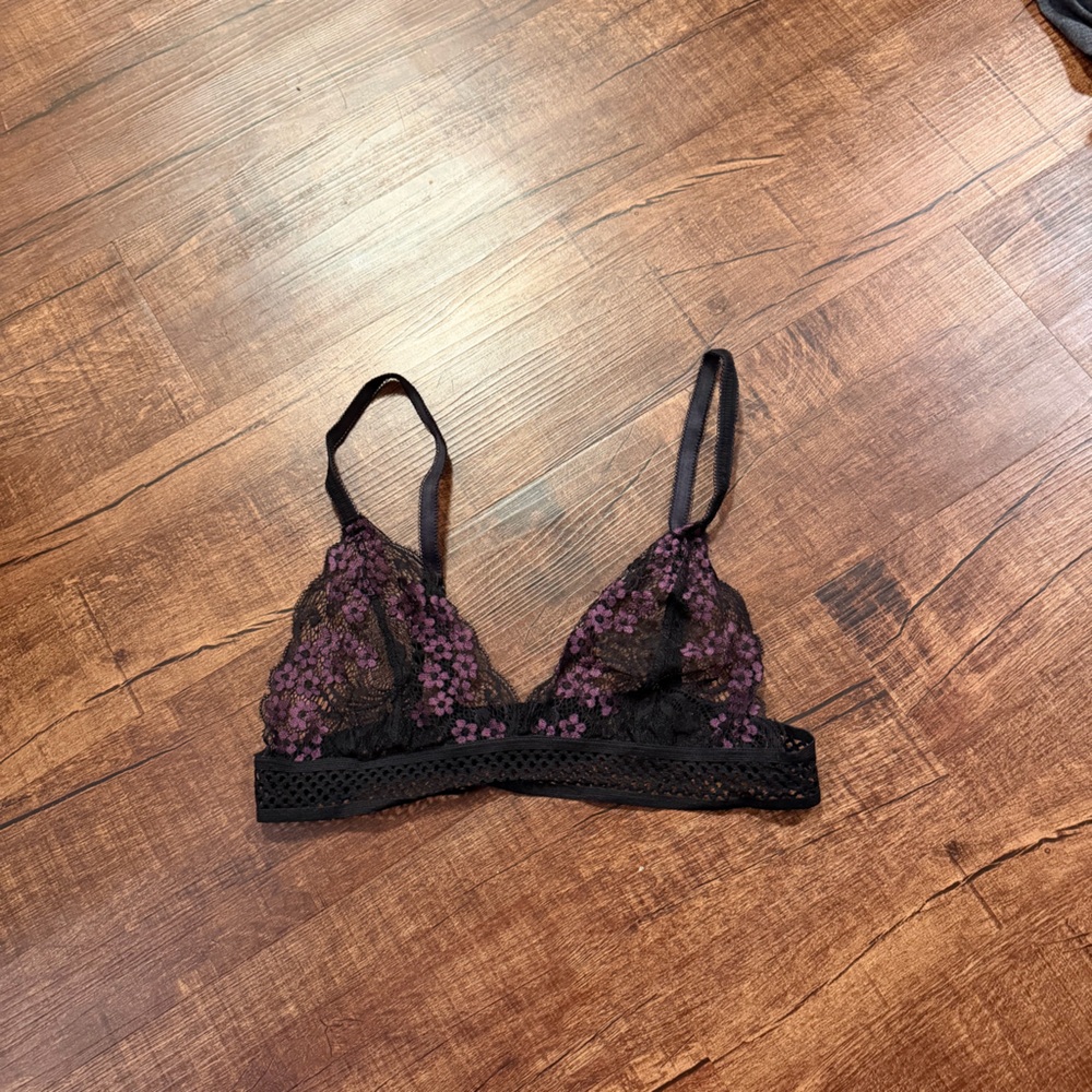 Urban Outfitters Black and Purple Lace Bralette
